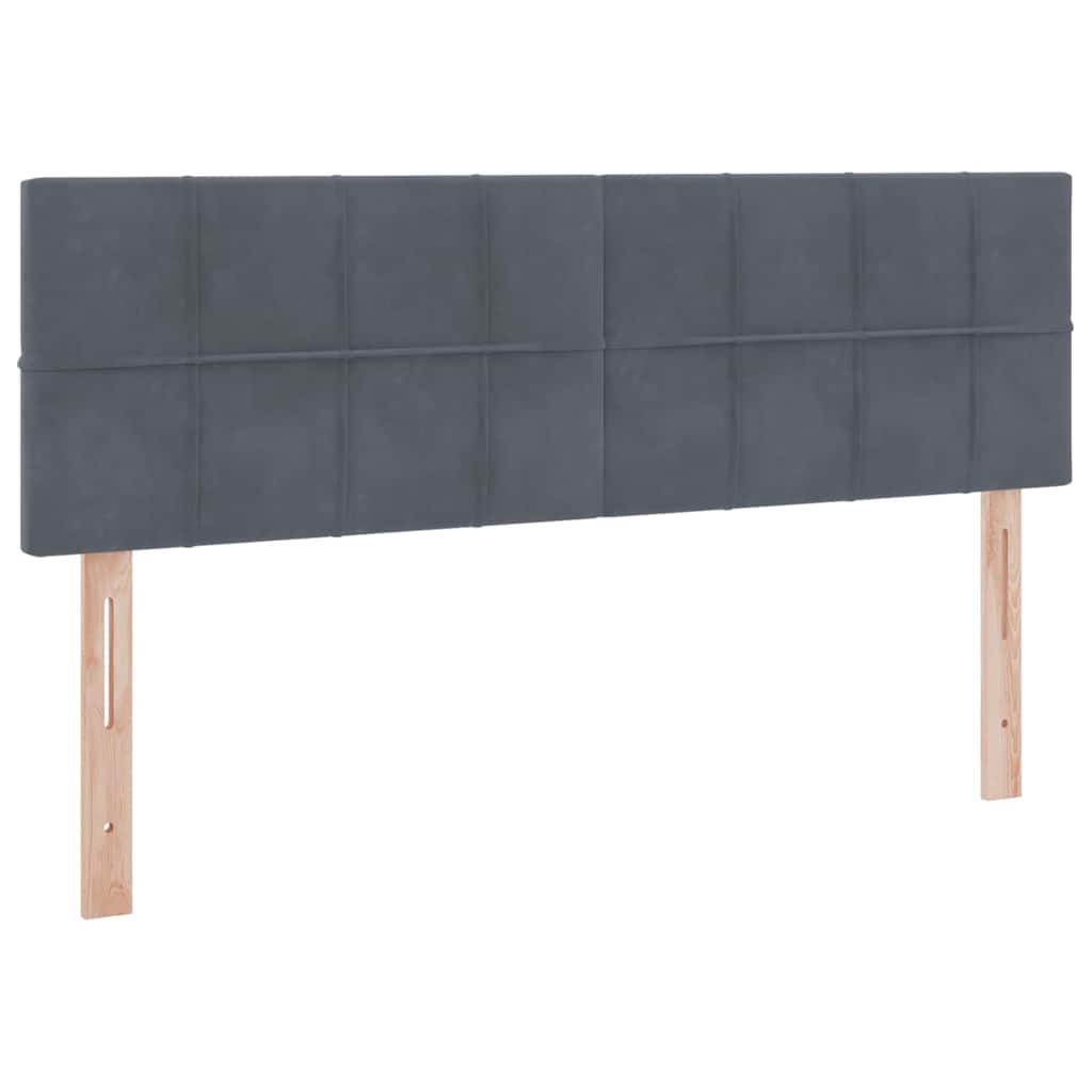 LED tárolós ágy matraccal Sötétszürke 140 x 190 cm Bársony