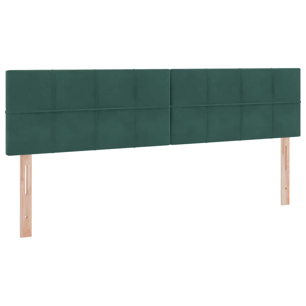 LED tárolós ágy matraccal Sötétzöld 160 x 200 cm Bársony