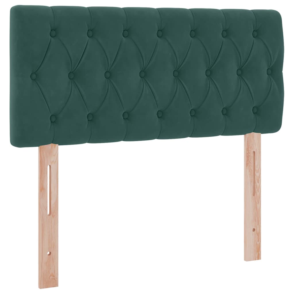 LED tárolós ágy matraccal Sötétzöld 90 x 190 cm Bársony
