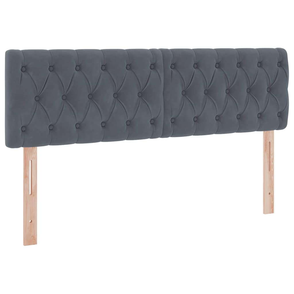 LED tárolós ágy matraccal Sötétszürke 140 x 190 cm Bársony