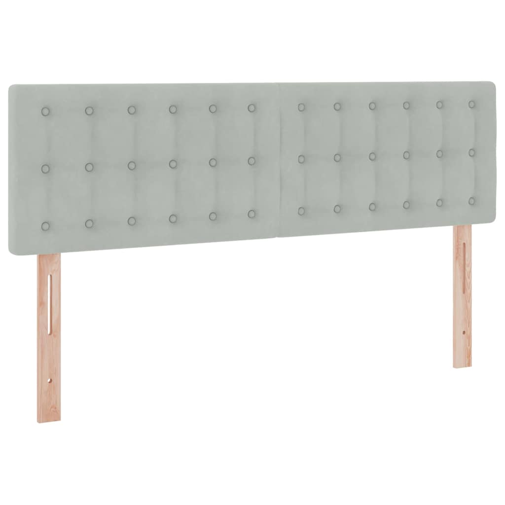 LED tárolós ágy matraccal Világosszürke 140 x 190 cm Bársony