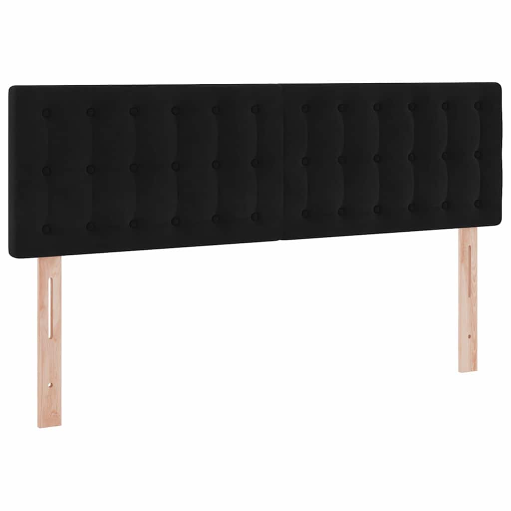 LED tárolós ágy matraccal Fekete 140 x 190 cm Bársony