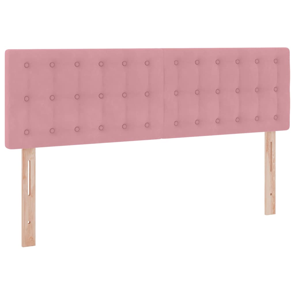 LED tárolós ágy matraccal Rózsaszín 140 x 190 cm Bársony