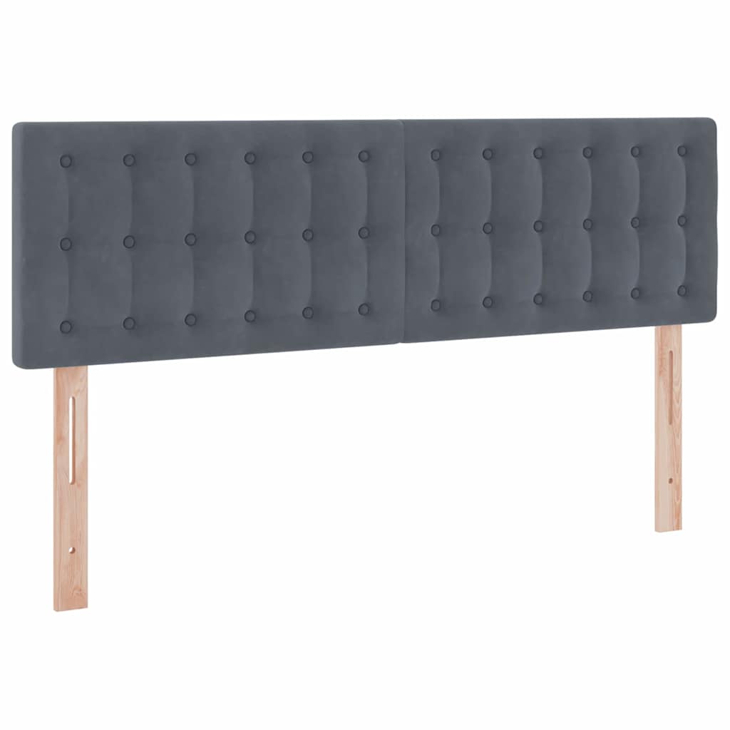 LED tárolós ágy matraccal Sötétszürke 140 x 200 cm Bársony