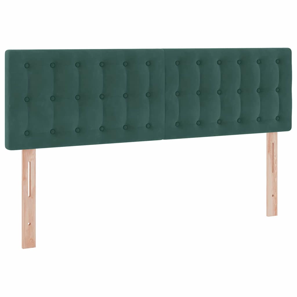 LED tárolós ágy matraccal Sötétzöld 140 x 200 cm Bársony
