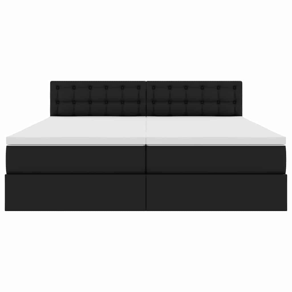 Ágy tárolóval és LED lámpával leddel Fekete 180 x 200 cm Műbőr