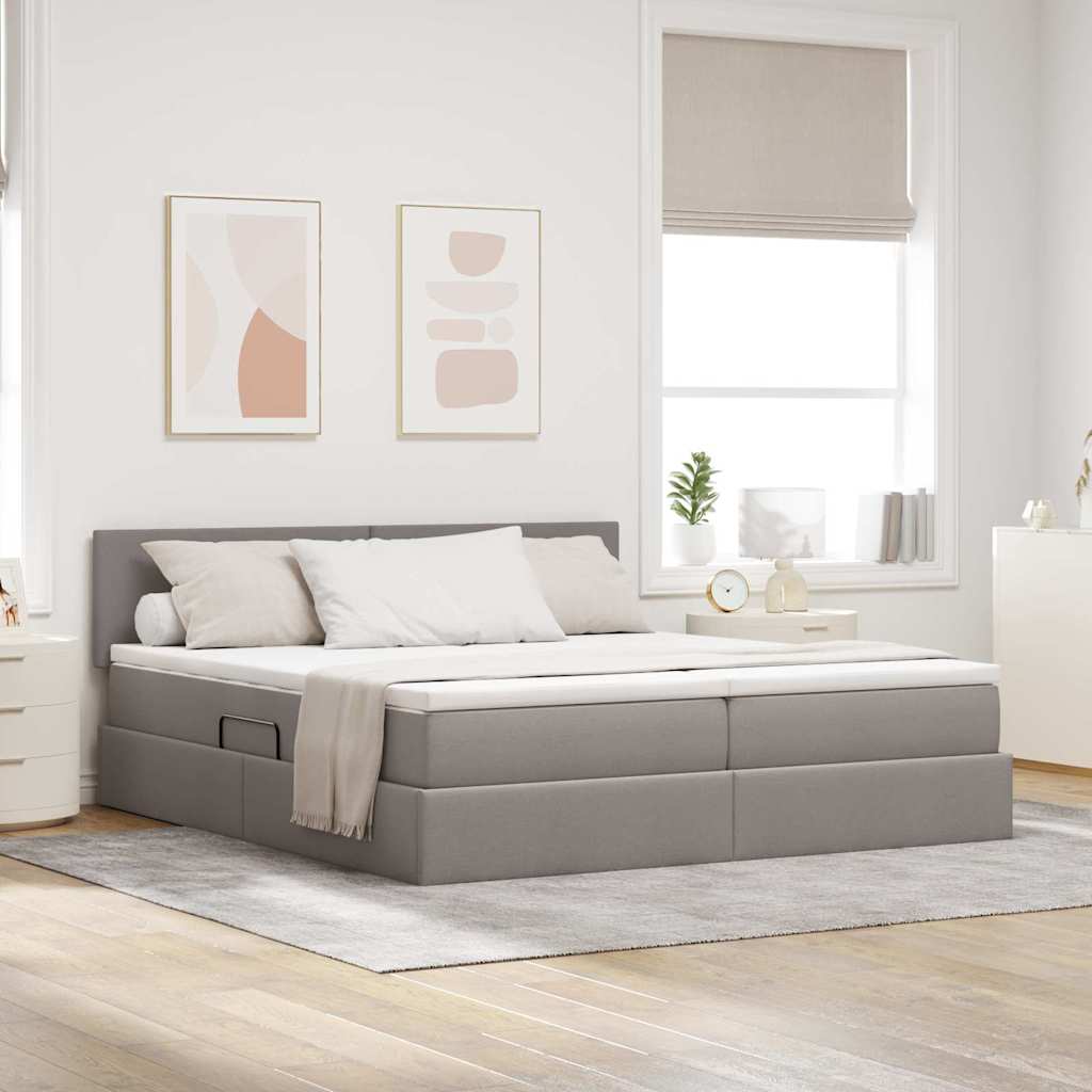LED tárolós ágy matraccal Tópszínű 180 x 200 cm Szövet