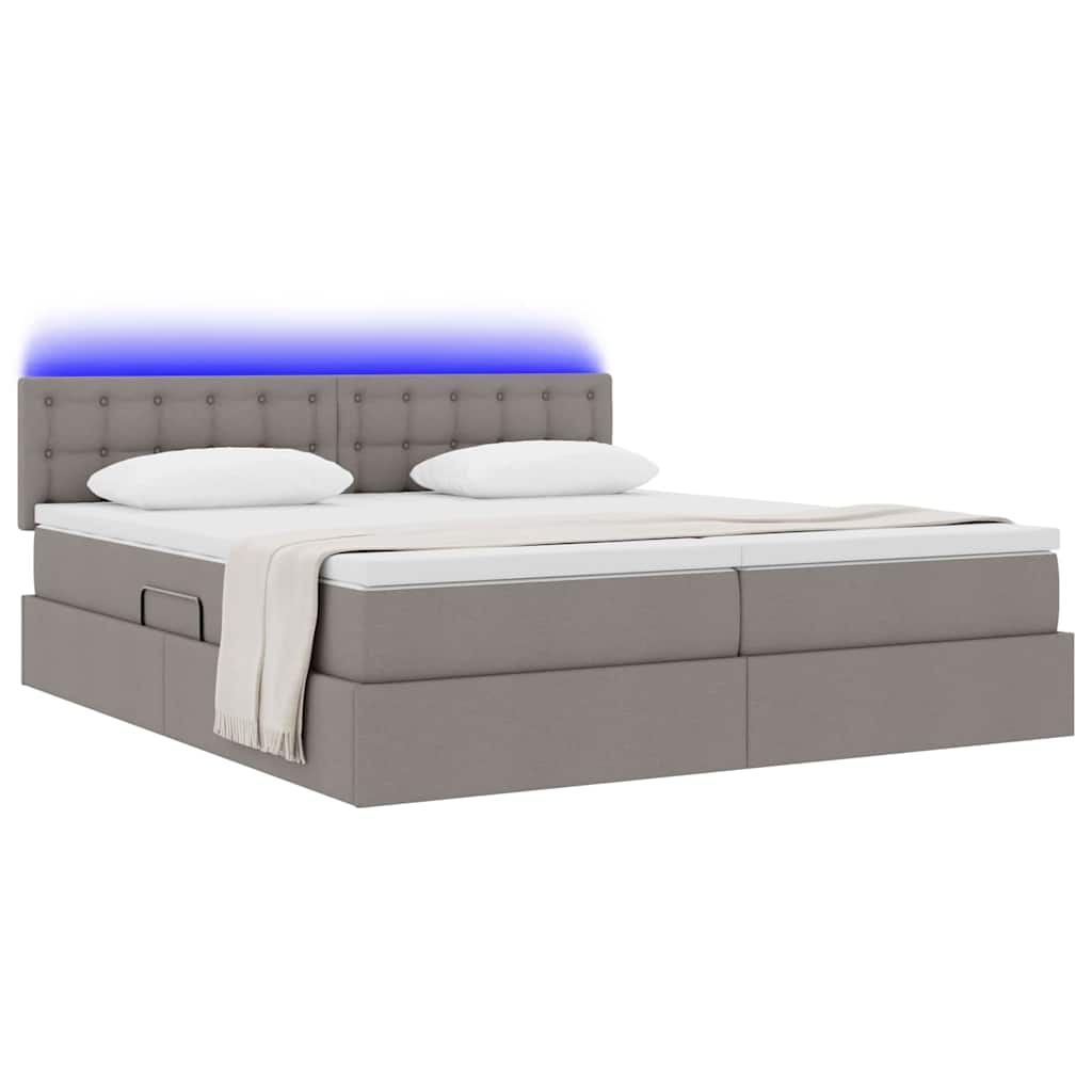 LED tárolós ágy matraccal Tópszínű 180 x 200 cm Szövet