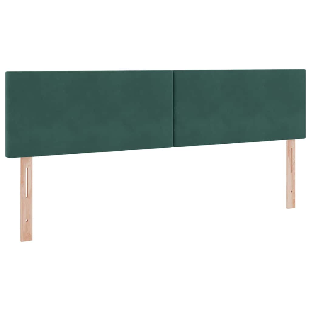 LED tárolós ágy matraccal Sötétzöld 180 x 200 cm Bársony