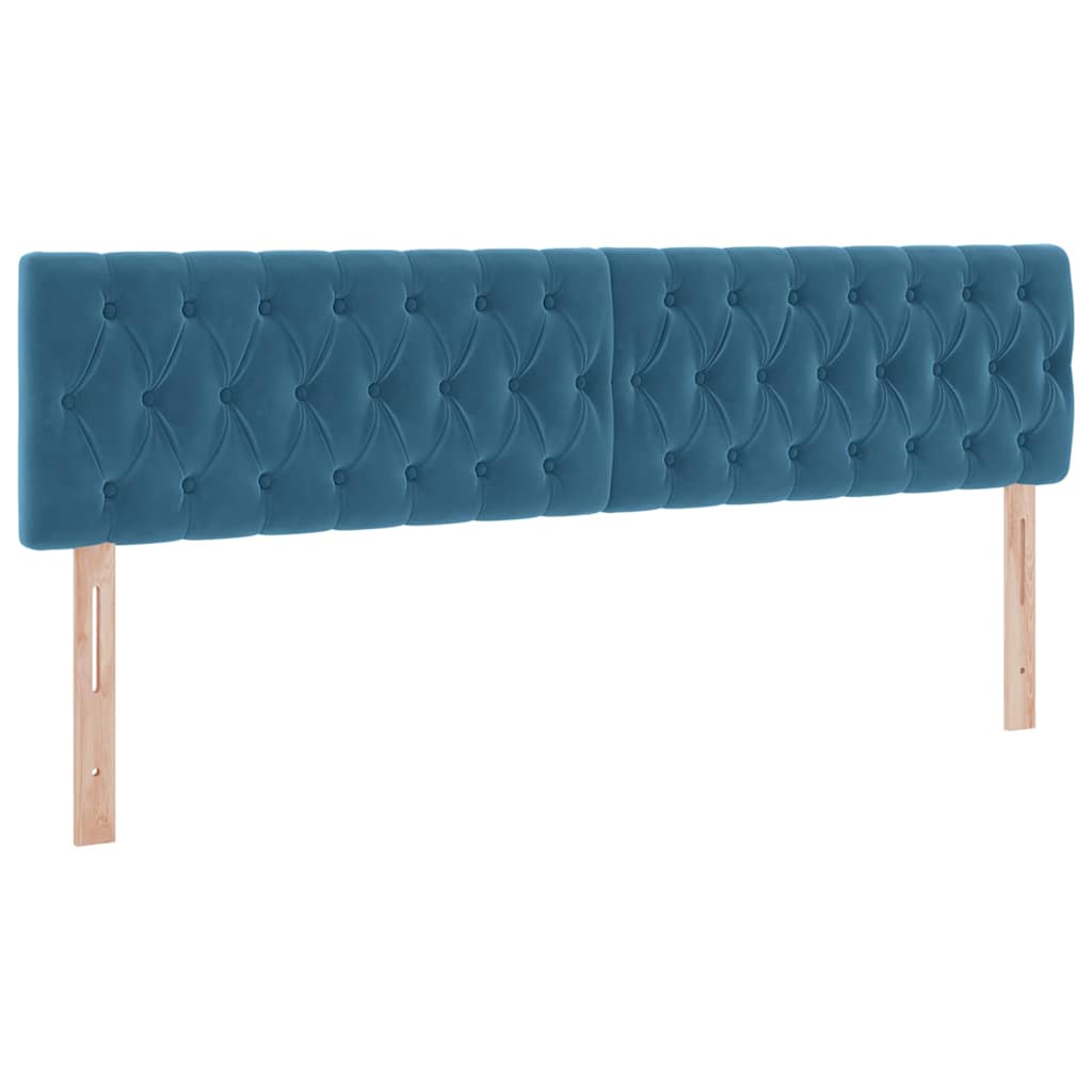 LED tárolós ágy matraccal Sötét kék 180 x 200 cm Bársony