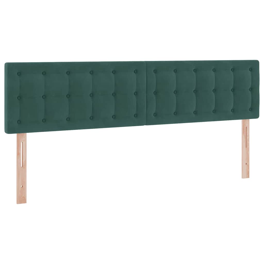 LED tárolós ágy matraccal Sötétzöld 180 x 200 cm Bársony