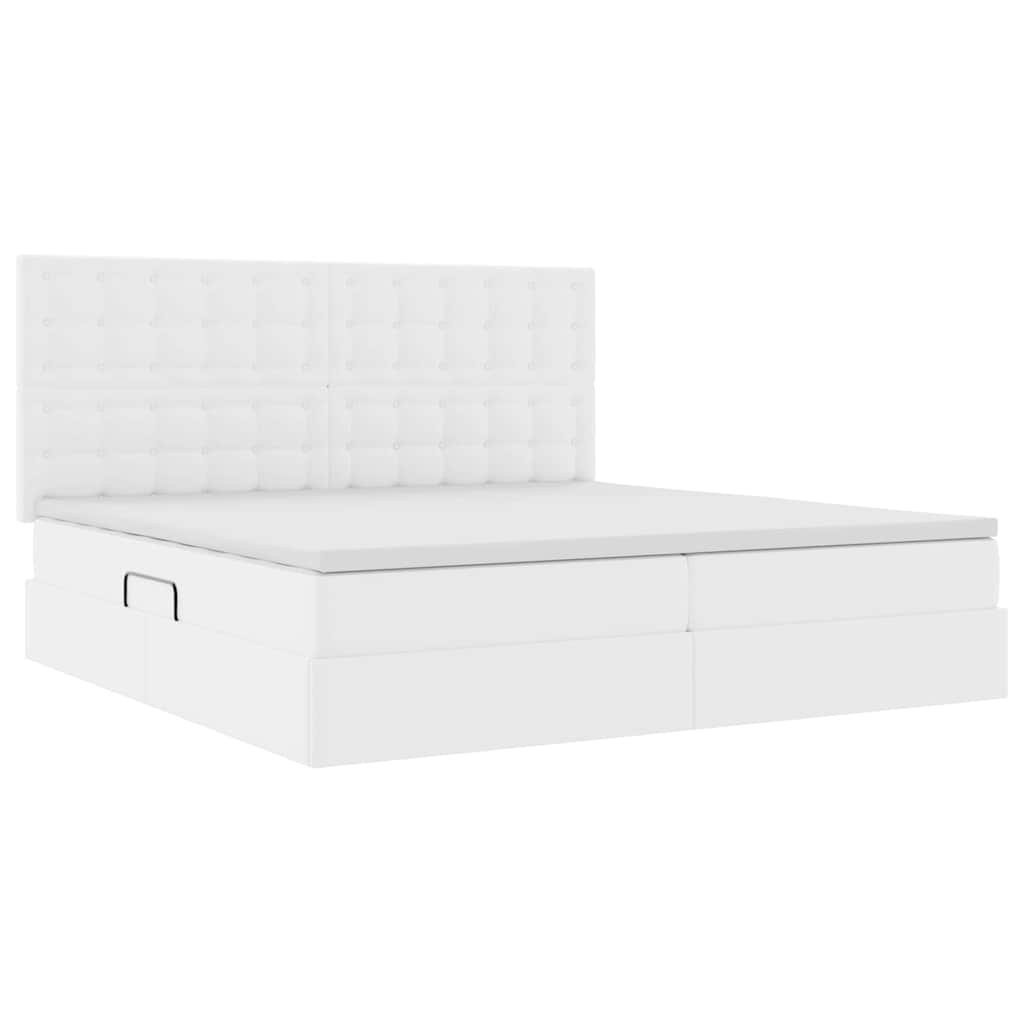 Tárolós Ágy fejtámlával Tiszta Fehér 200 x 200 cm Műbőr