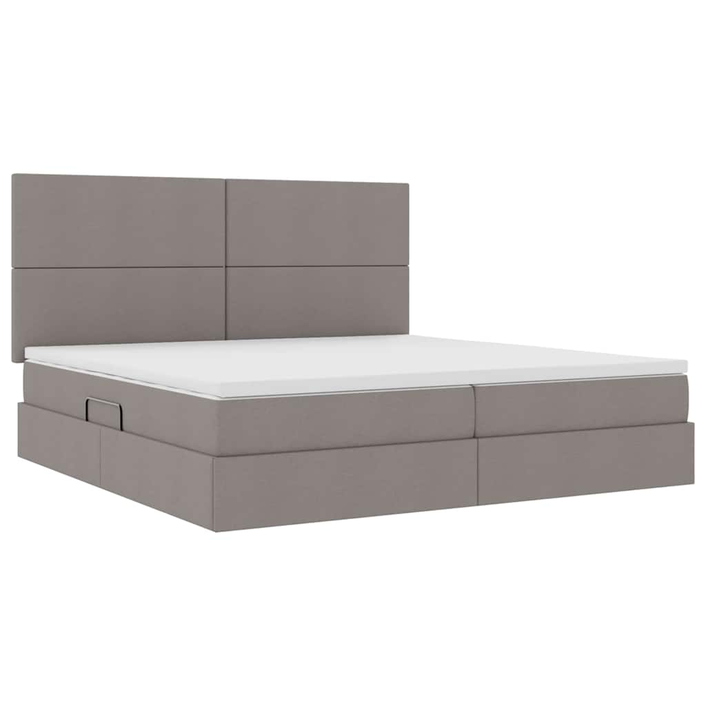 Ágy tárolóval és matraccal Tópszínű 200 x 200 cm szövet