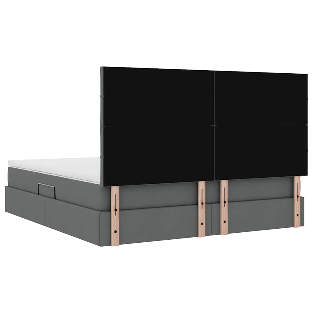 Ágy tárolóval és matraccal Sötétszürke 180 x 200 cm szövet