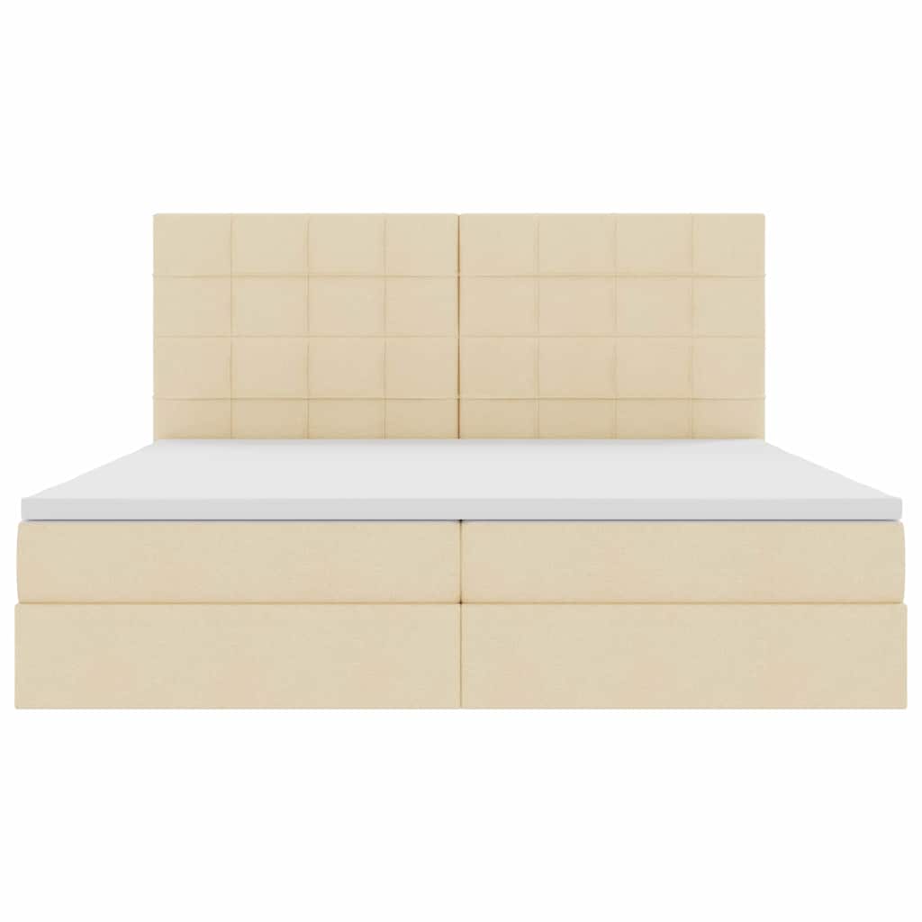 Ágy tárolóval és matraccal fejtámlával Krém 200 x 200 cm szövet