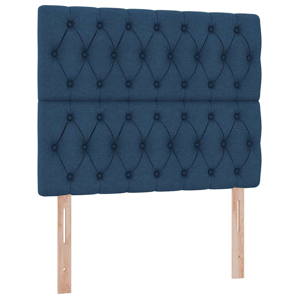 Ágy tárolóval és matraccal fejtámlával Kék 120 x 190 cm szövet
