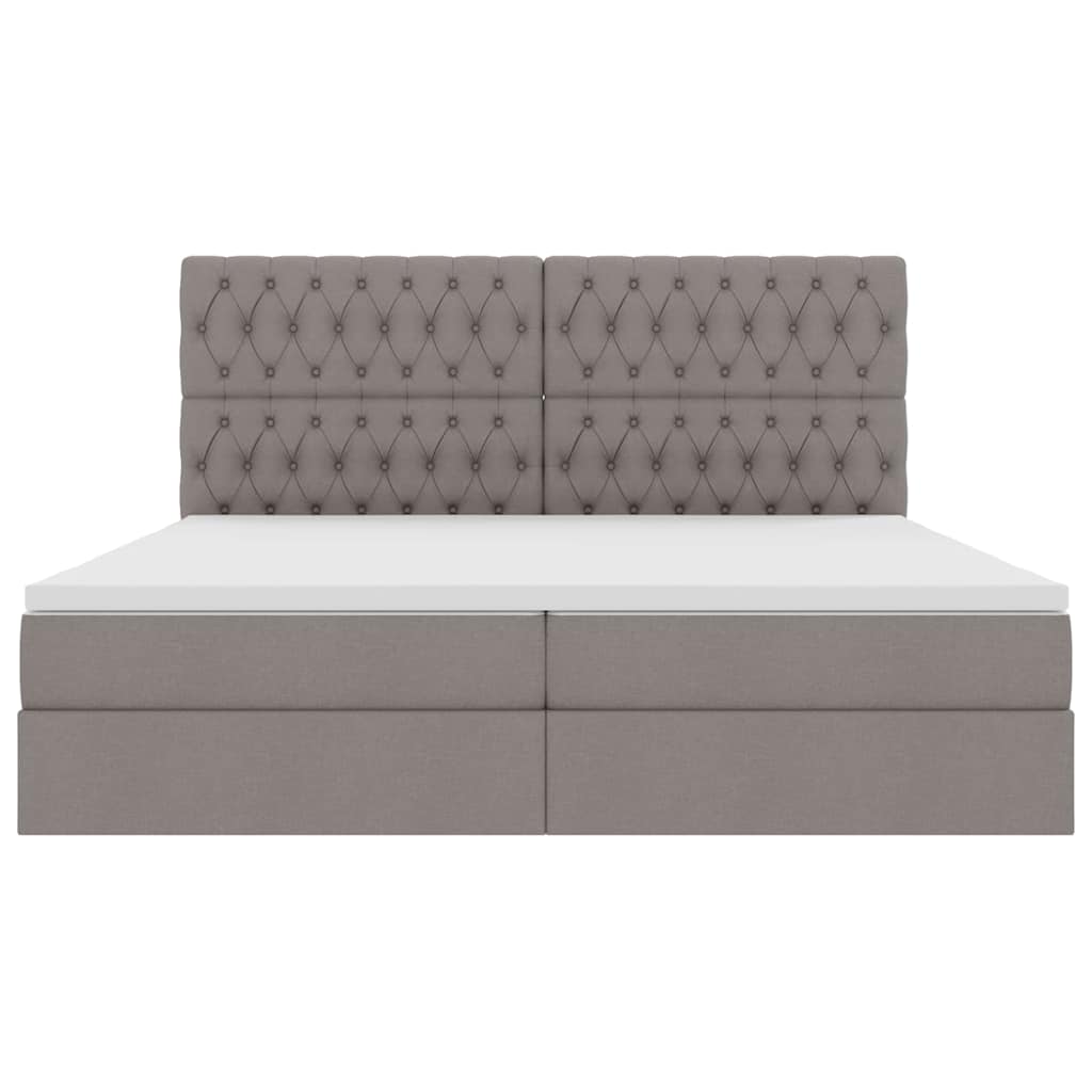 Ágy tárolóval és matraccal Tópszínű 200 x 200 cm szövet