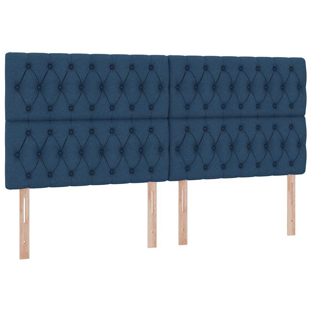 Ágy tárolóval és matraccal fejtámlával Kék 200 x 200 cm szövet