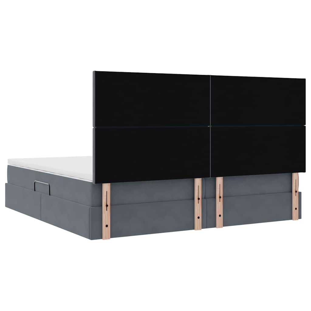 Ágy tárolóval és matraccal Sötétszürke 200 x 200 cm Bársony