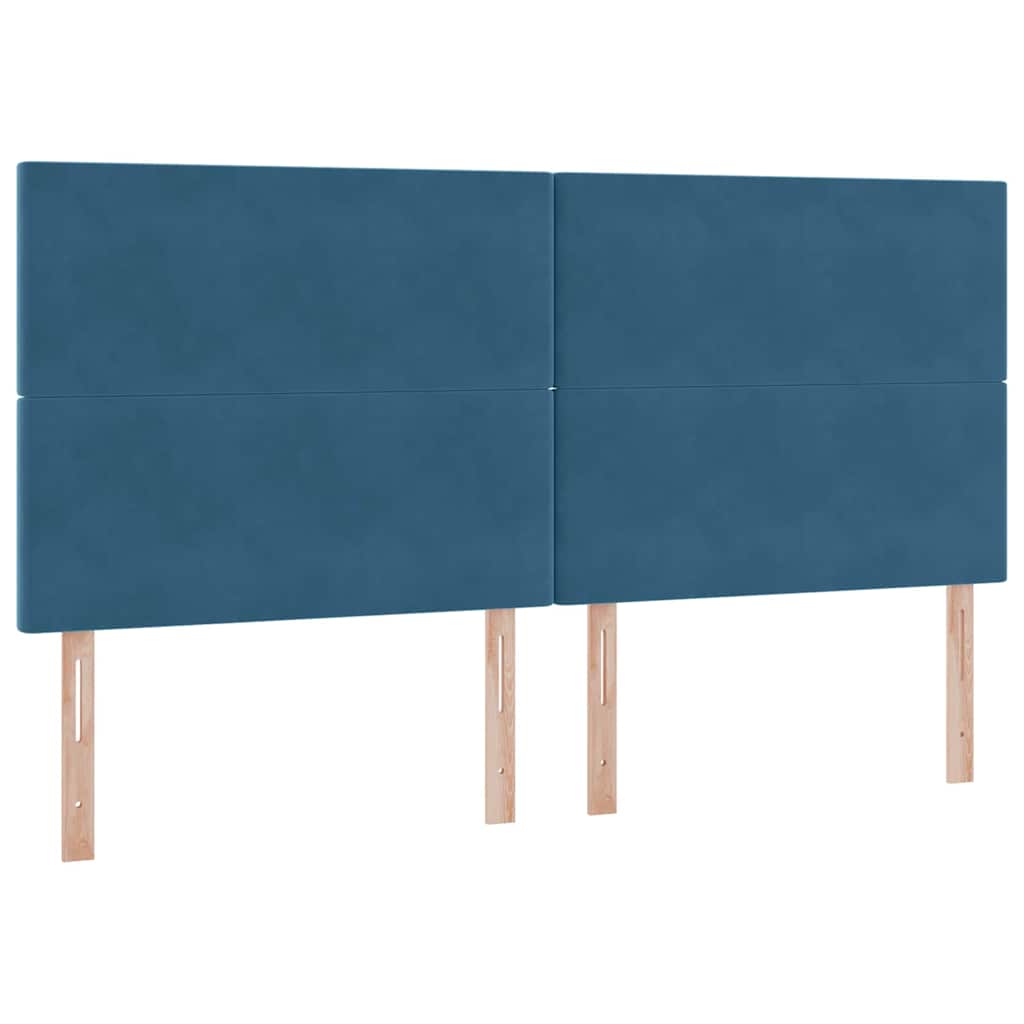 Ágy tárolóval és matraccal Sötét kék 200 x 200 cm Bársony