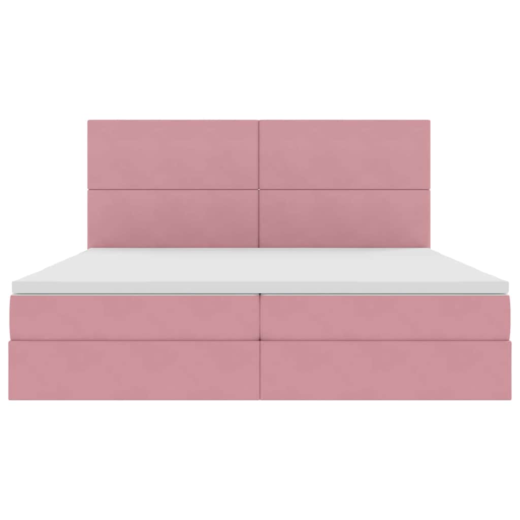 Ágy tárolóval és matraccal Rózsaszín 200 x 200 cm Bársony