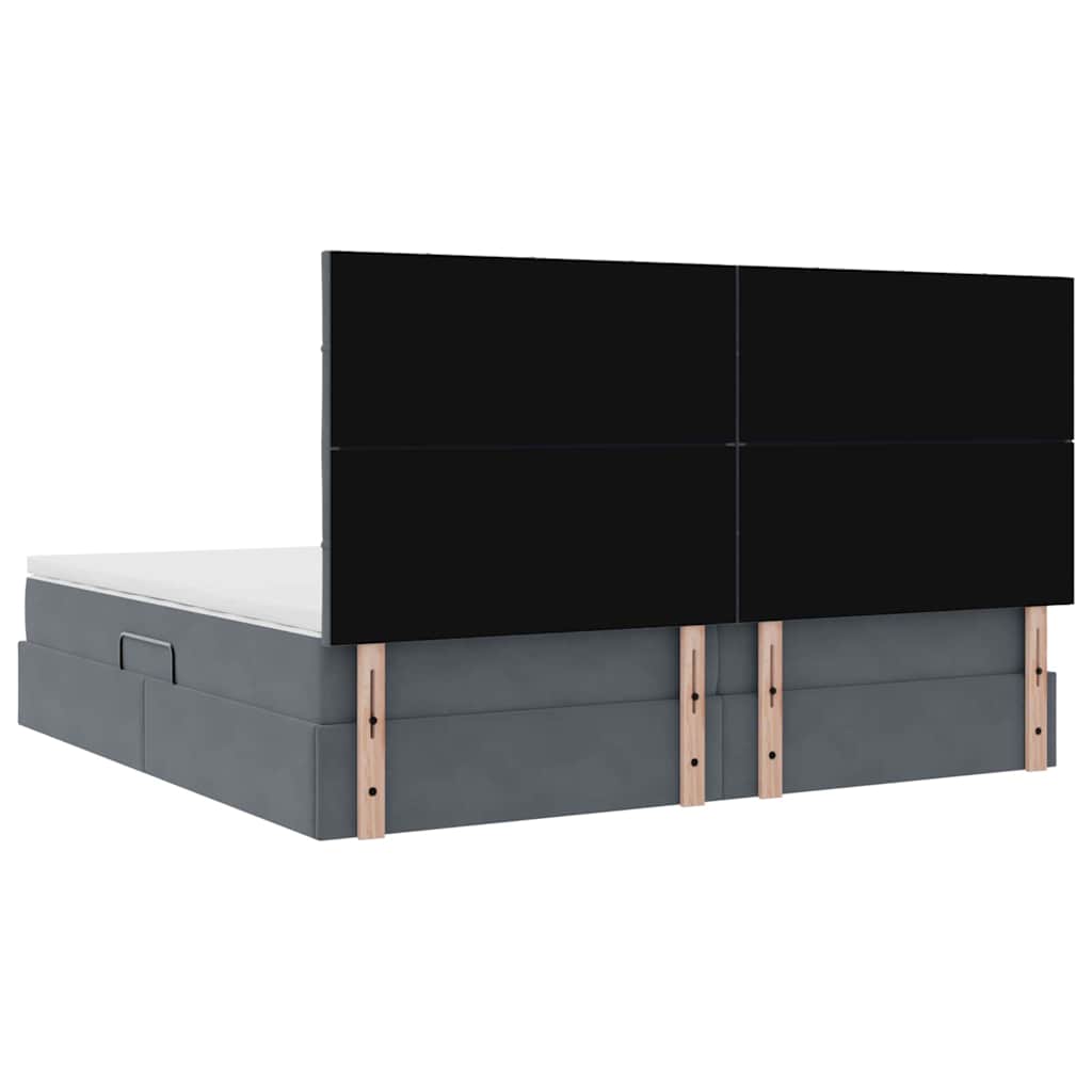 Ágy tárolóval és matraccal Sötétszürke 200 x 200 cm Bársony