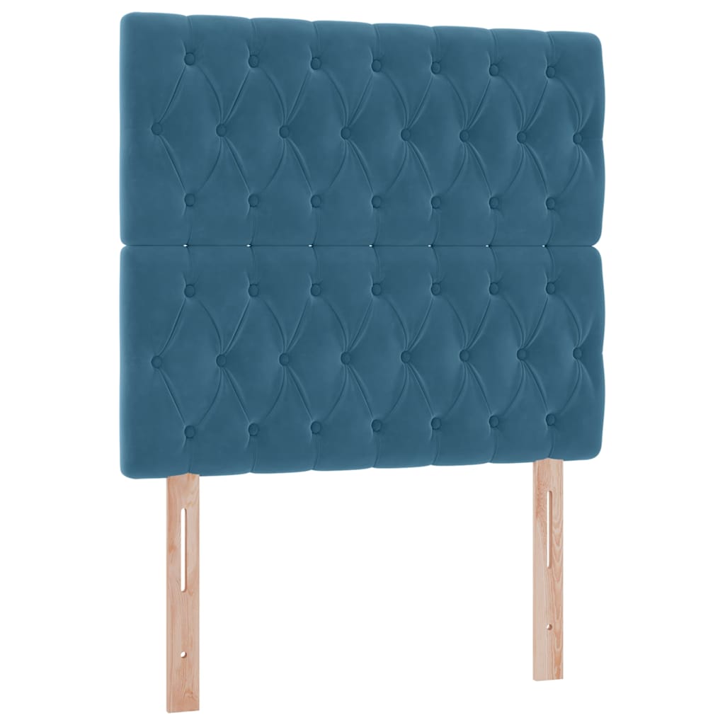 Ágy tárolóval és matraccal Sötét kék 90 x 190 cm Bársony