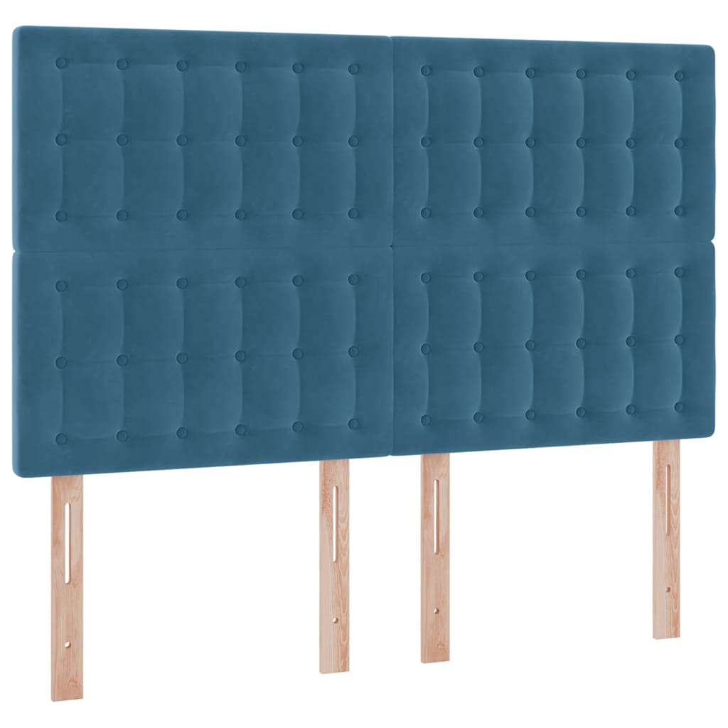 Ágy tárolóval és matraccal Sötét kék 140 x 190 cm Bársony