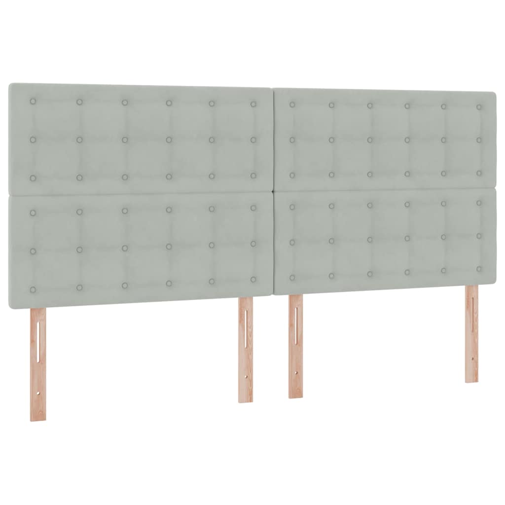 Ágy tárolóval és matraccal Világosszürke 200 x 200 cm Bársony