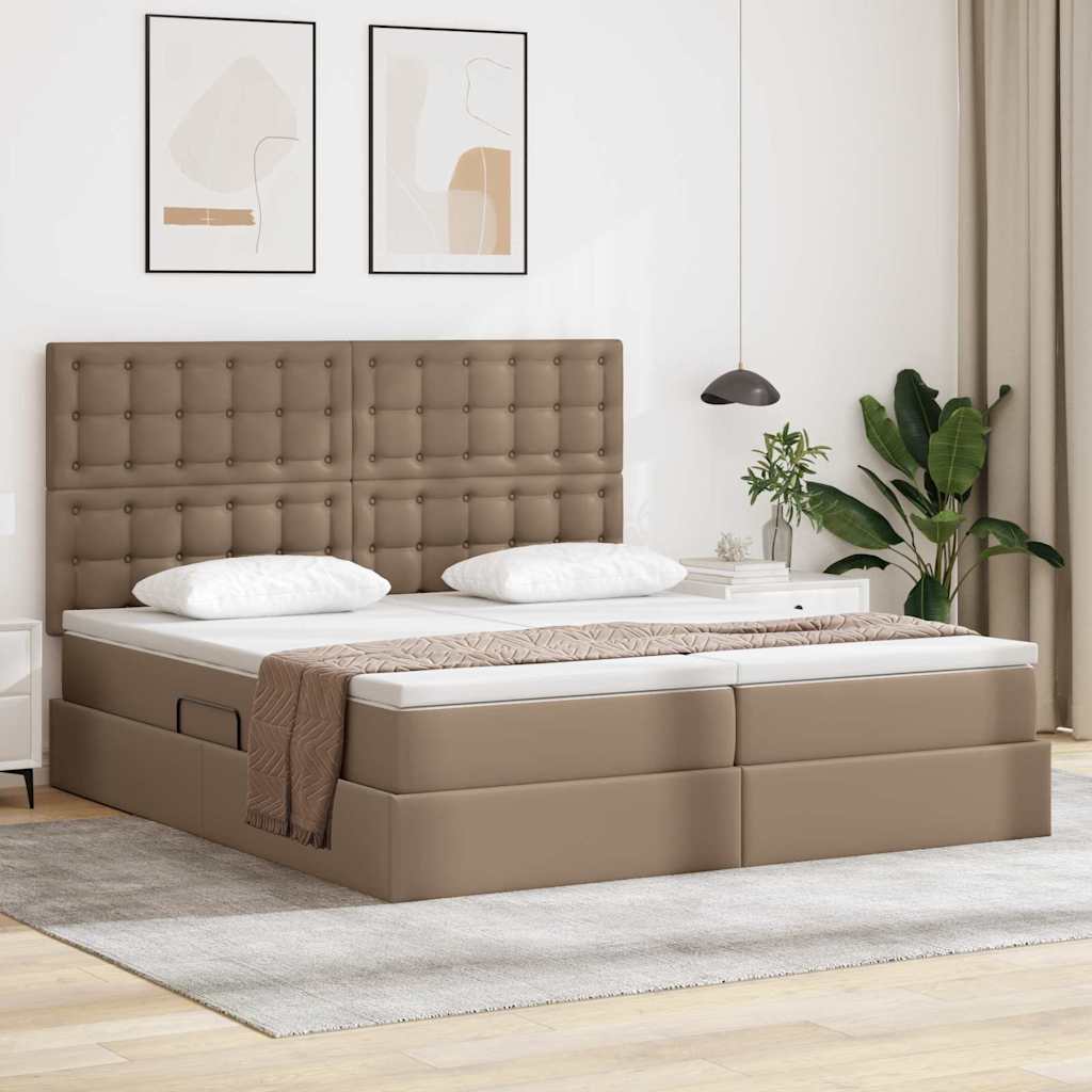 Ágy tárolóval és matraccal matracmal Kávé 200 x 200 cm Műbőr