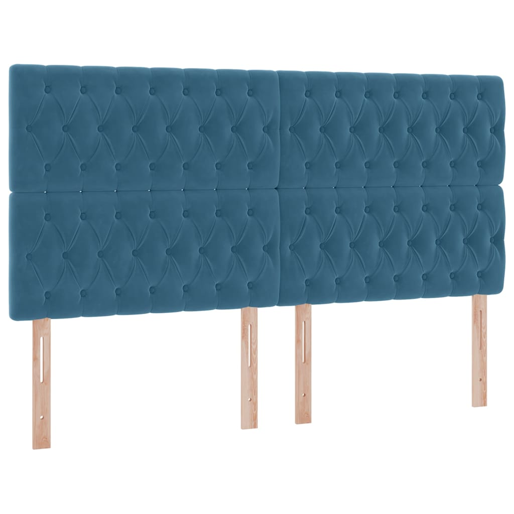 Tárolós Ágy fejtámlával Sötét kék 180 x 200 cm Bársony