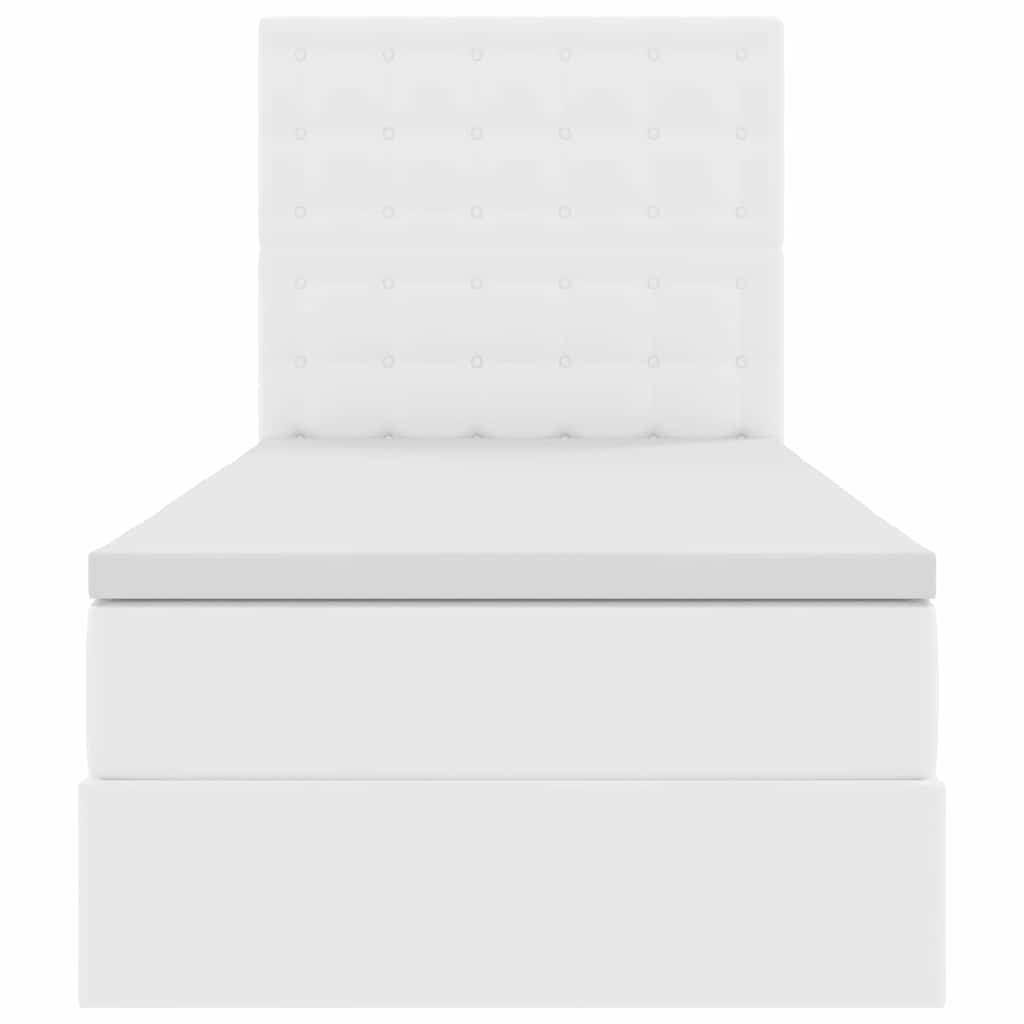 Ágy tárolóval és LED lámpával Tiszta Fehér 90 x 190 cm Műbőr