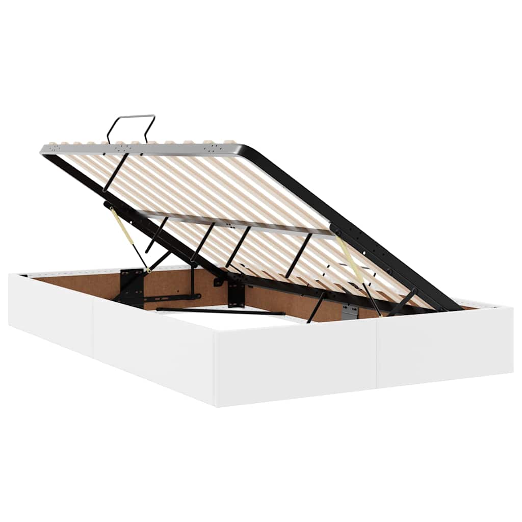Ágy tárolóval és LED lámpával Tiszta Fehér 120 x 200 cm Műbőr