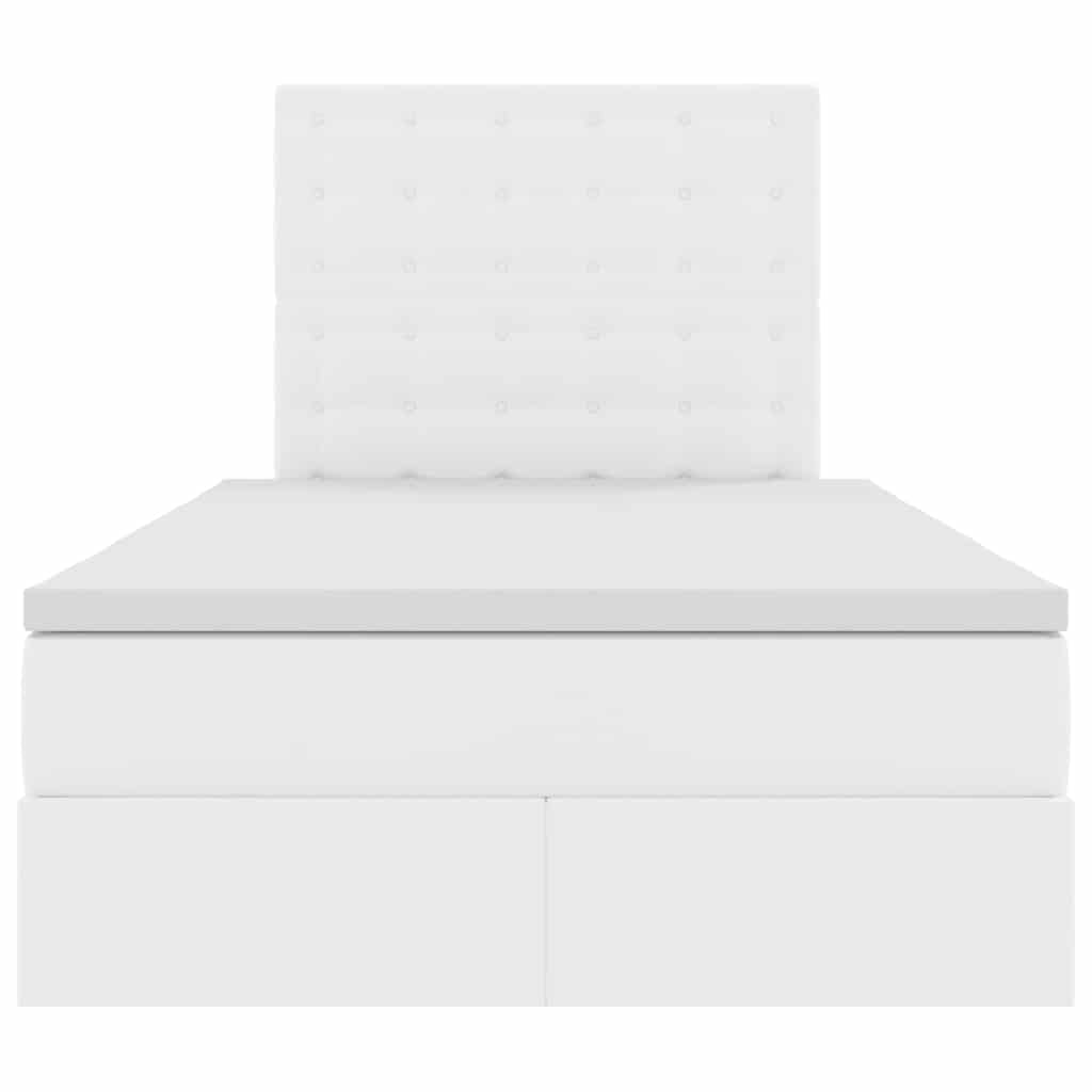 Ágy tárolóval és LED lámpával Tiszta Fehér 120 x 200 cm Műbőr
