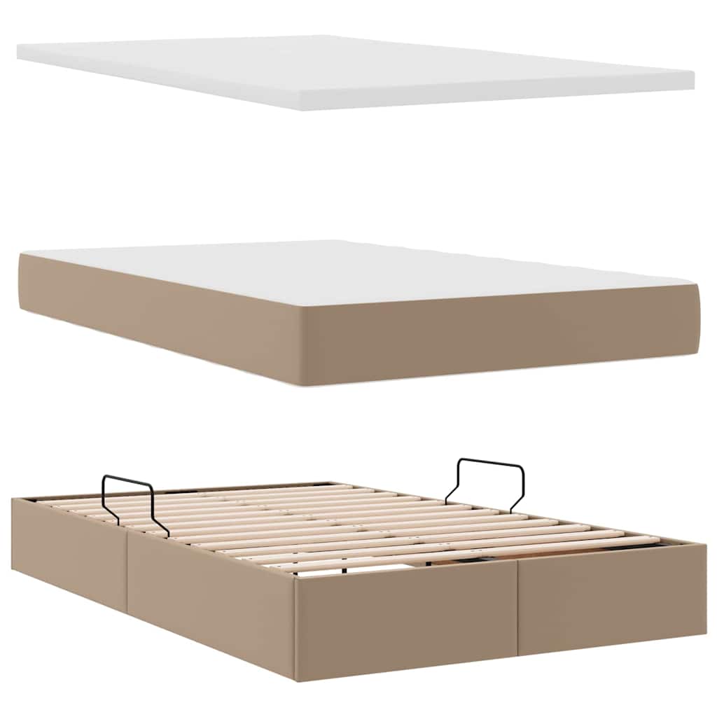 Ágy tárolóval és LED lámpával tárolóval Kávé 120 x 200 cm Műbőr