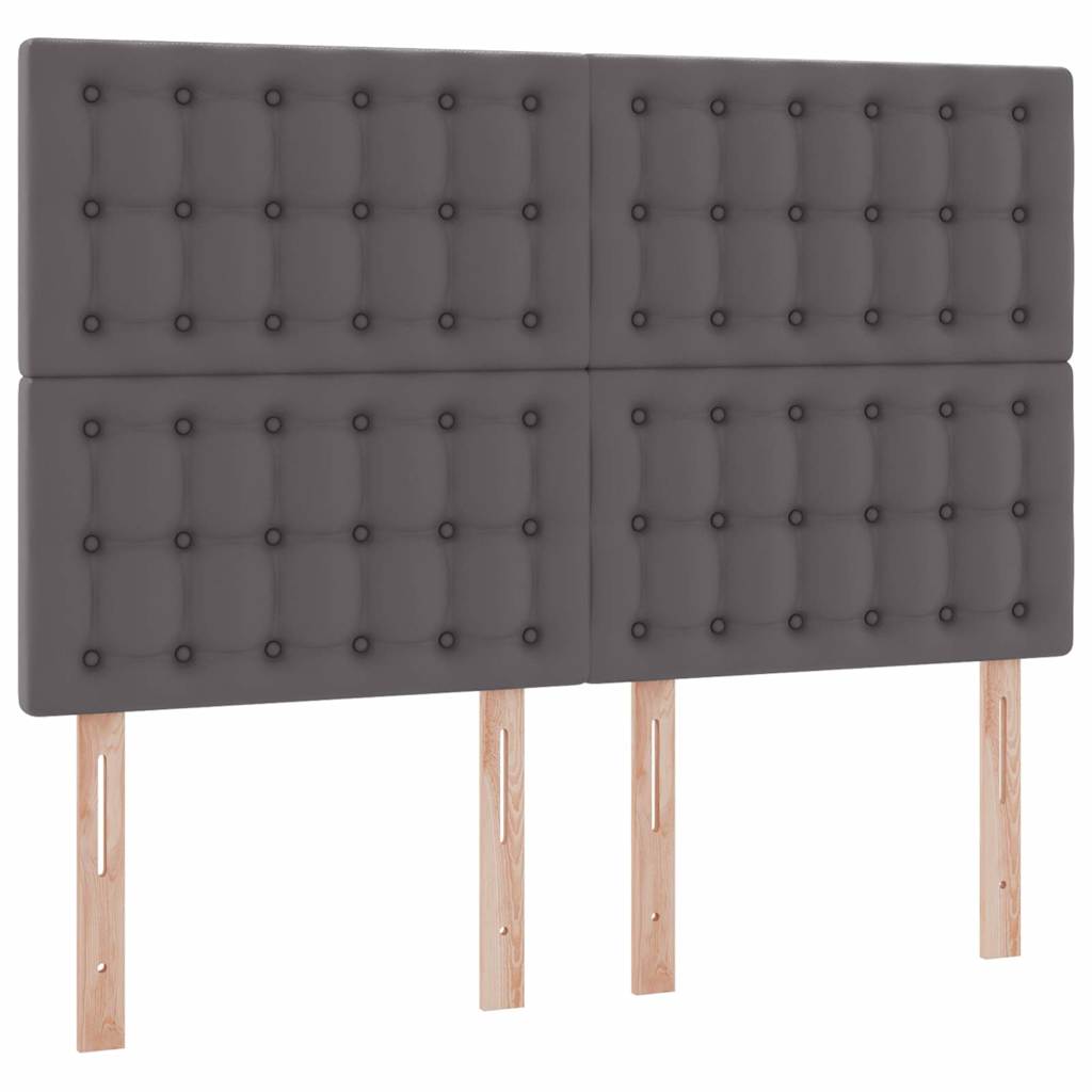 Ágy tárolóval és LED lámpával Szürke 140 x 190 cm Műbőr
