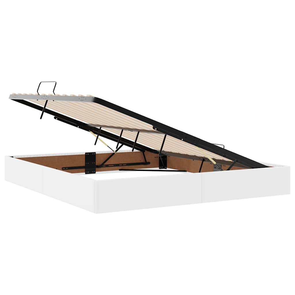 Ágy tárolóval és LED lámpával Tiszta Fehér 180 x 200 cm Műbőr