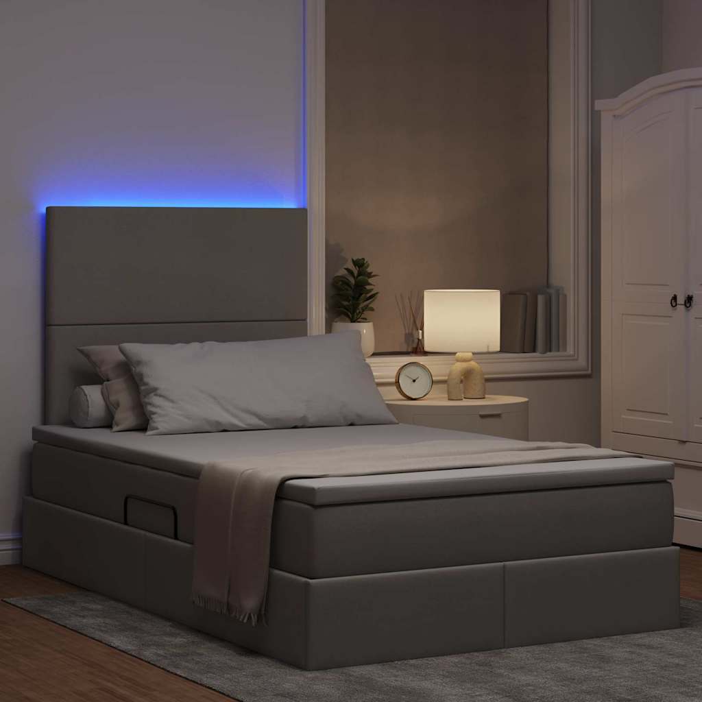 LED tárolós ágy matraccal Tópszínű 120 x 200 cm Szövet