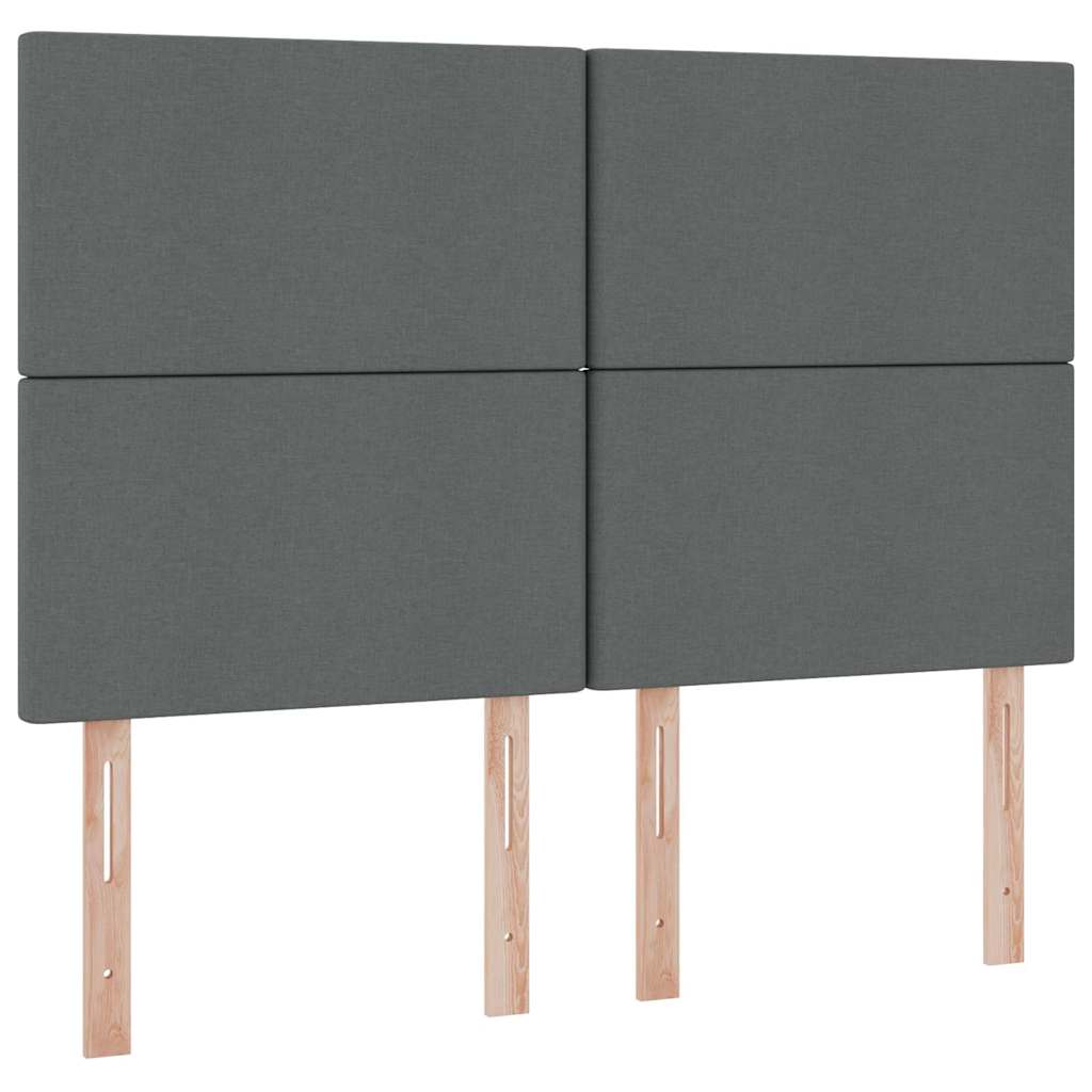 LED tárolós ágy matraccal Sötétszürke 140 x 190 cm Szövet