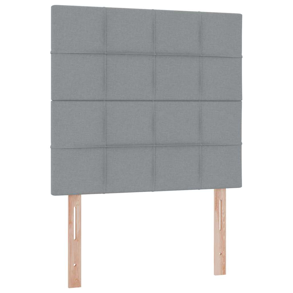 LED tárolós ágy matraccal Világosszürke 90 x 200 cm Szövet