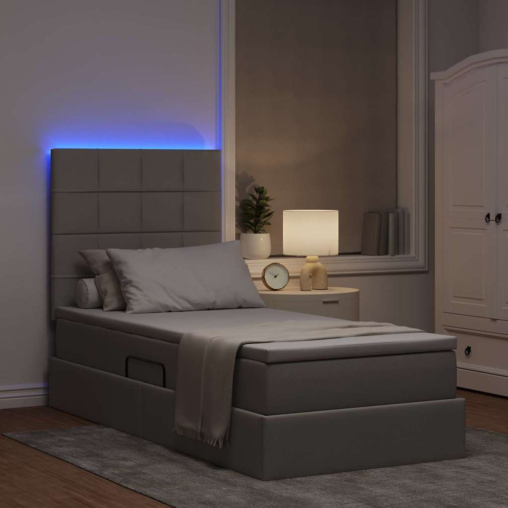 LED tárolós ágy matraccal Tópszínű 100 x 200 cm Szövet