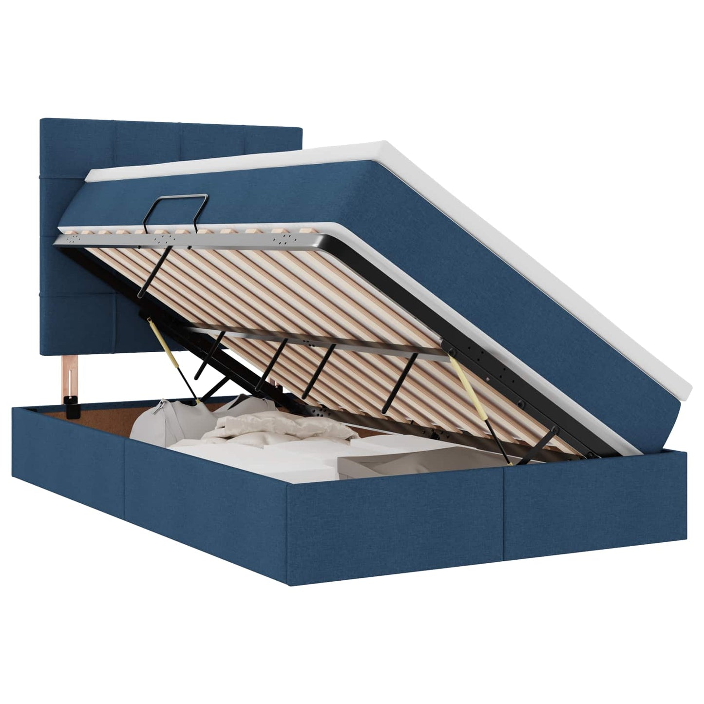 LED tárolós ágy matraccal Kék 120 x 190 cm Szövet