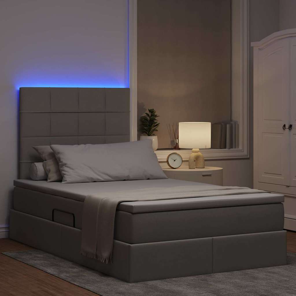 LED tárolós ágy matraccal Tópszínű 120 x 200 cm Szövet