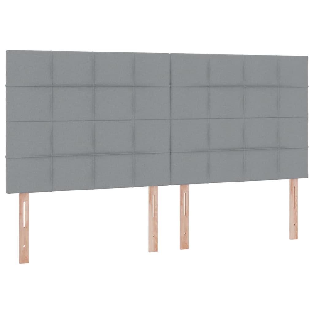 LED tárolós ágy matraccal Világosszürke 200 x 200 cm Szövet