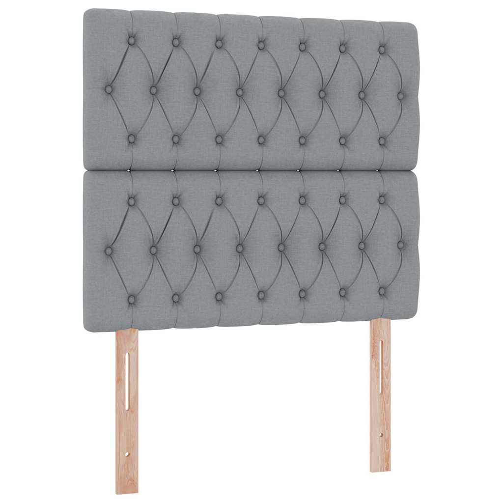LED tárolós ágy matraccal Világosszürke 100 x 200 cm Szövet