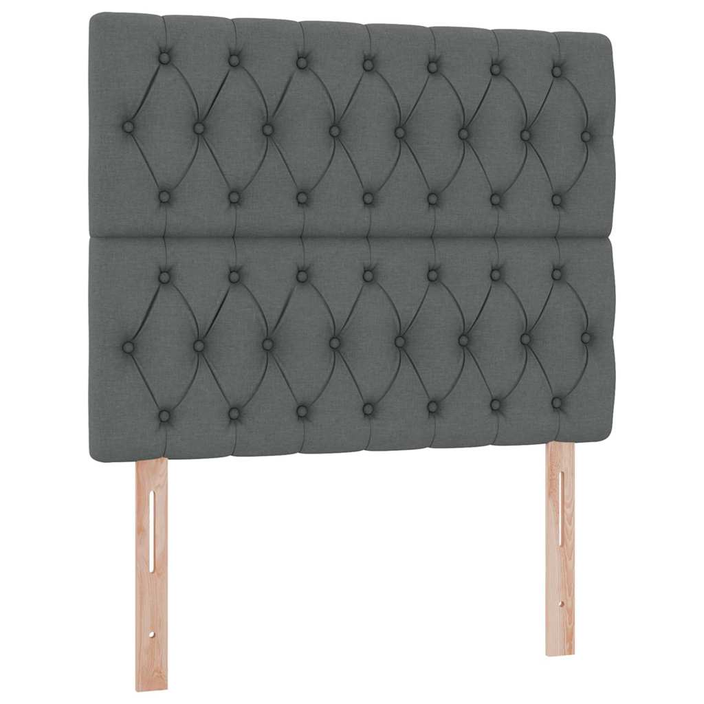 LED tárolós ágy matraccal Sötétszürke 120 x 200 cm Szövet