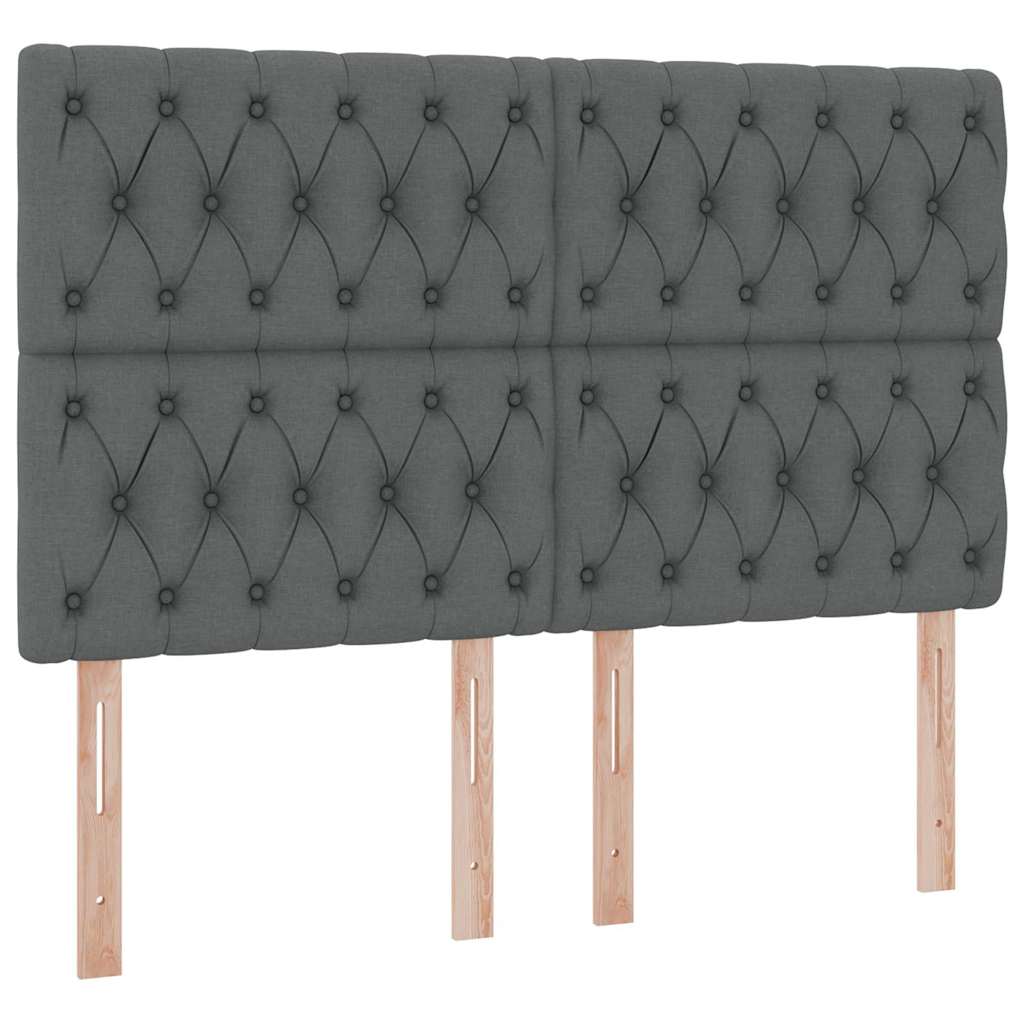 LED tárolós ágy matraccal Sötétszürke 140 x 200 cm Szövet