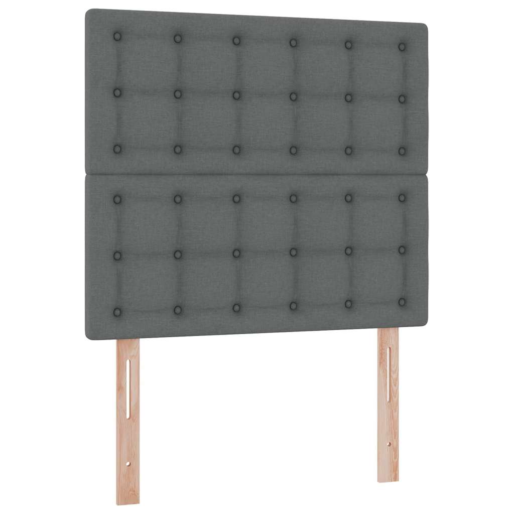 LED tárolós ágy matraccal Sötétszürke 90 x 190 cm Szövet