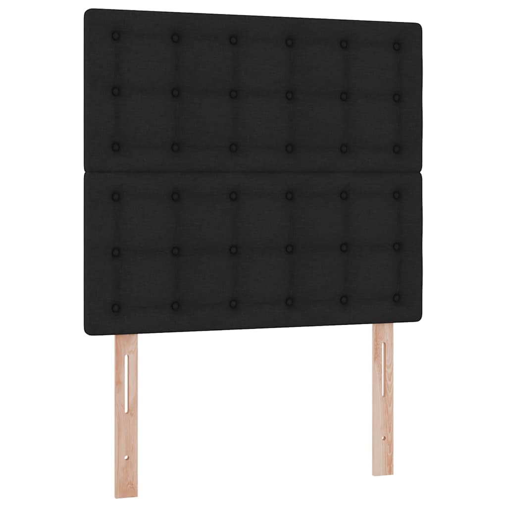 LED tárolós ágy matraccal Fekete 90 x 190 cm Szövet