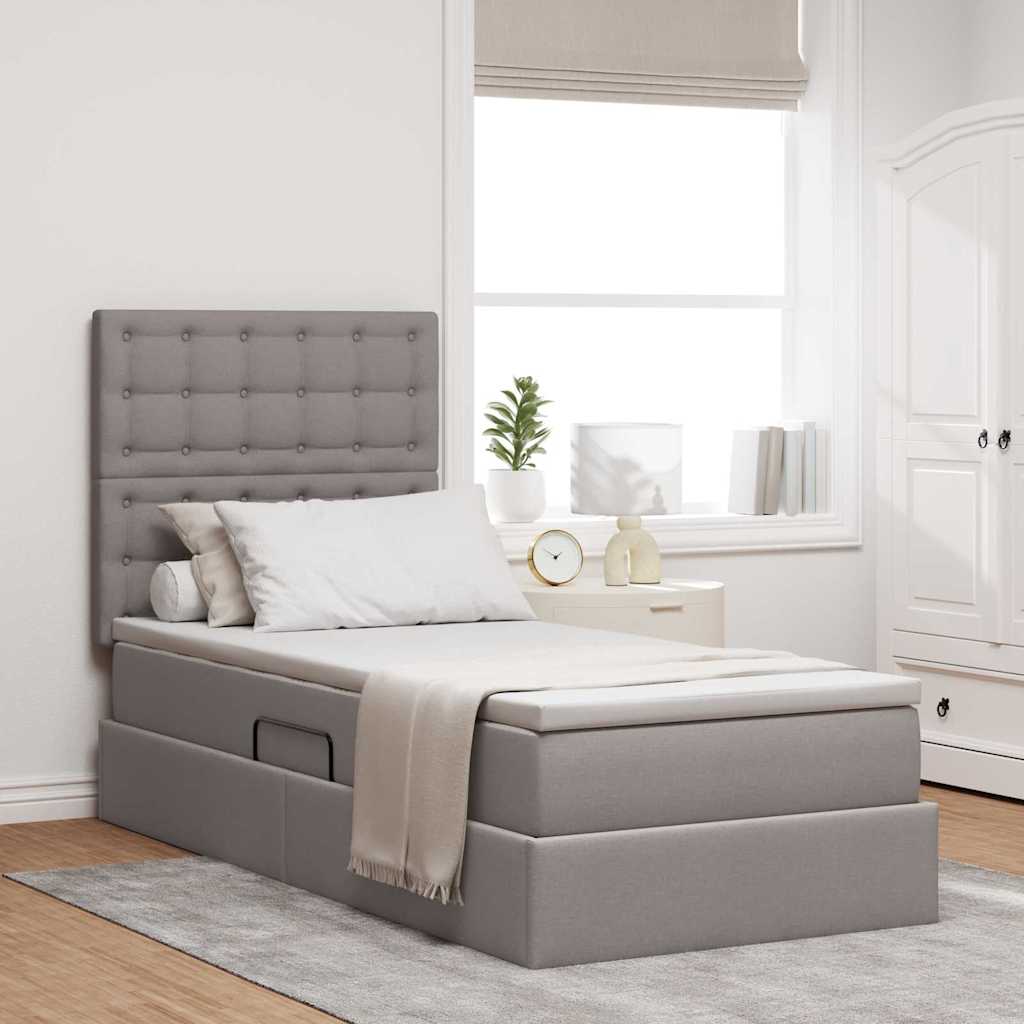LED tárolós ágy matraccal Tópszínű 90 x 190 cm Szövet